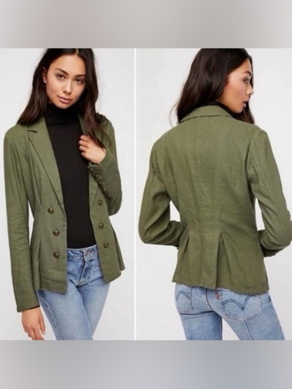 Free People Olivia Linen Blazer - Size Large - NWT
